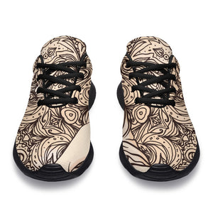 Beige Buddha Mandala Print Sport Shoes GearFrost