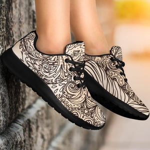 Beige Buddha Mandala Print Sport Shoes GearFrost