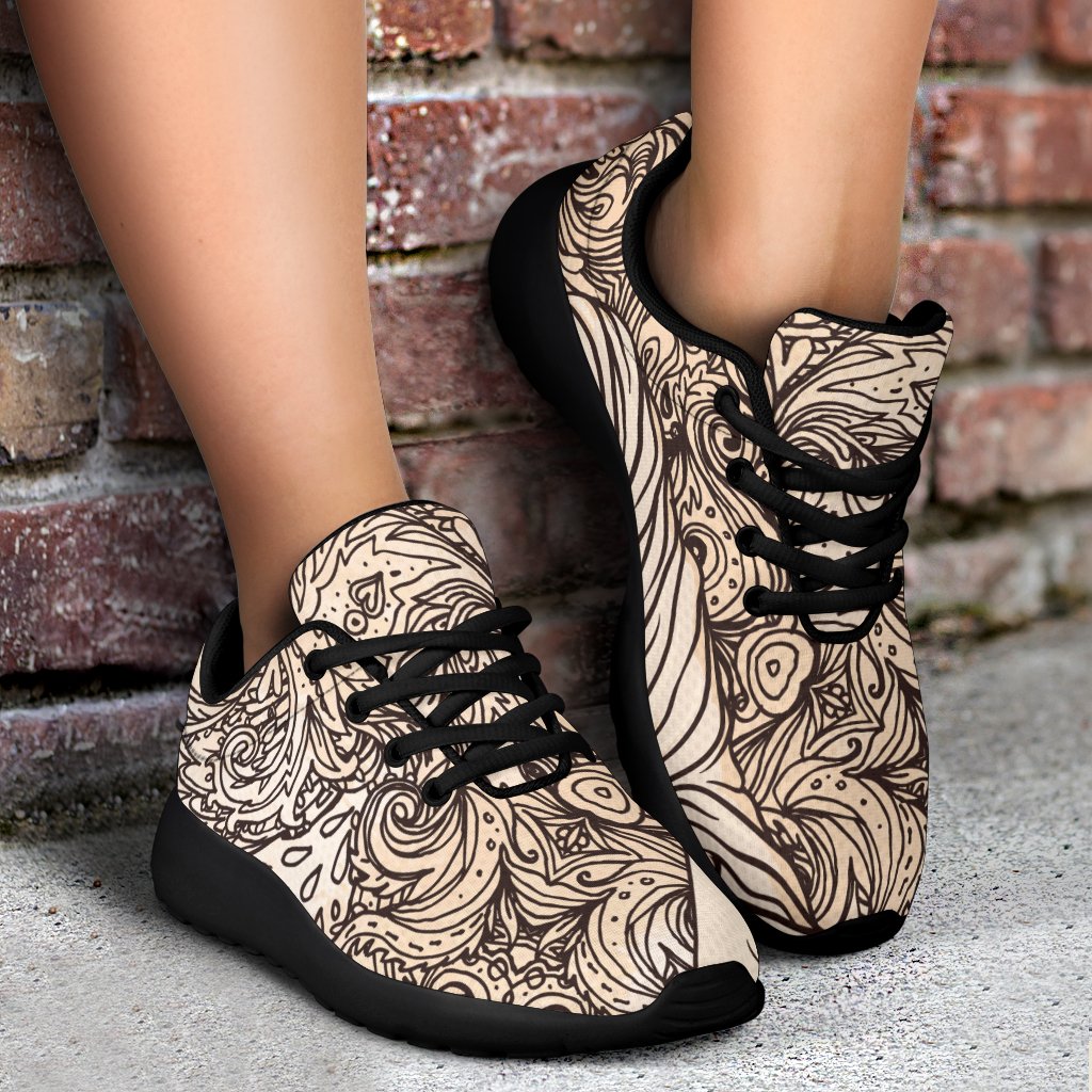 Beige Buddha Mandala Print Sport Shoes GearFrost