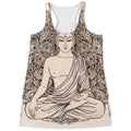 Beige Buddha Mandala Print Women's Racerback Tank Top