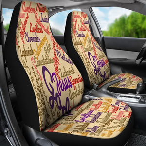 Beige Christian Text Universal Fit Car Seat Covers GearFrost