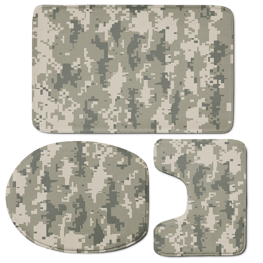 Beige Digital Camo Pattern Print 3 Piece Bath Mat Set