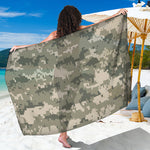 Beige Digital Camo Pattern Print Beach Sarong Wrap