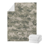 Beige Digital Camo Pattern Print Blanket