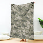 Beige Digital Camo Pattern Print Blanket