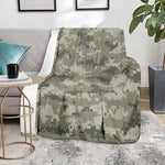 Beige Digital Camo Pattern Print Blanket