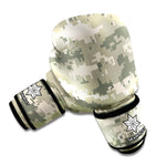 Beige Digital Camo Pattern Print Boxing Gloves