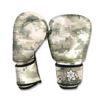 Beige Digital Camo Pattern Print Boxing Gloves