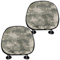 Beige Digital Camo Pattern Print Car Headrest Covers