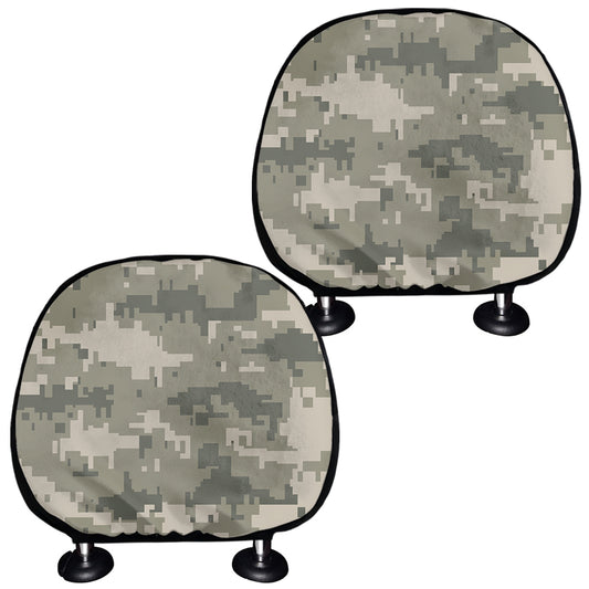 Beige Digital Camo Pattern Print Car Headrest Covers