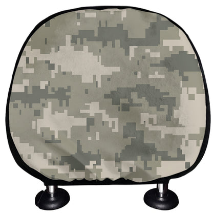 Beige Digital Camo Pattern Print Car Headrest Covers