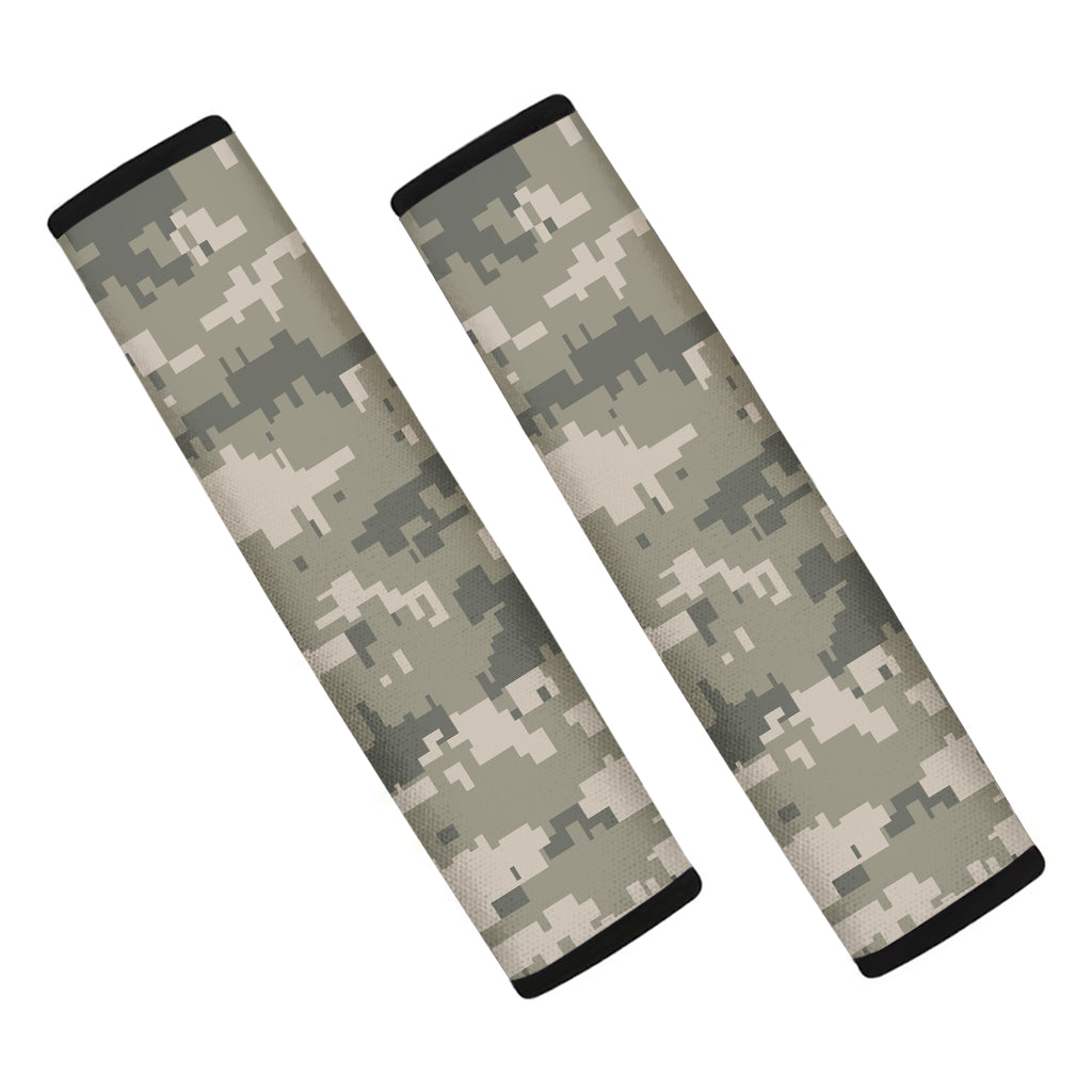 Beige Digital Camo Pattern Print Car Seat Belt Covers