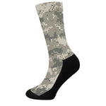 Beige Digital Camo Pattern Print Crew Socks