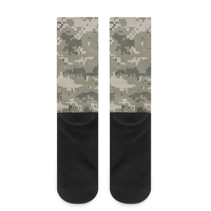 Beige Digital Camo Pattern Print Crew Socks