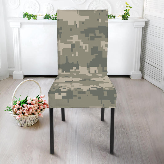 Beige Digital Camo Pattern Print Dining Chair Slipcover
