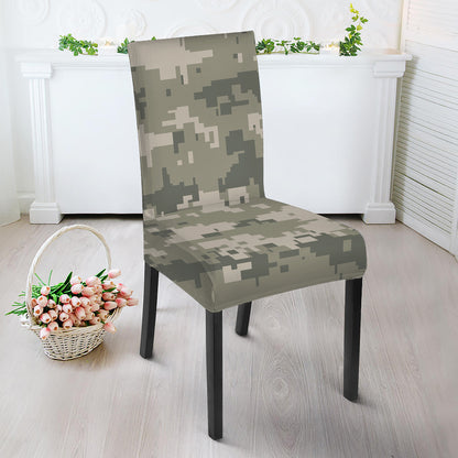 Beige Digital Camo Pattern Print Dining Chair Slipcover