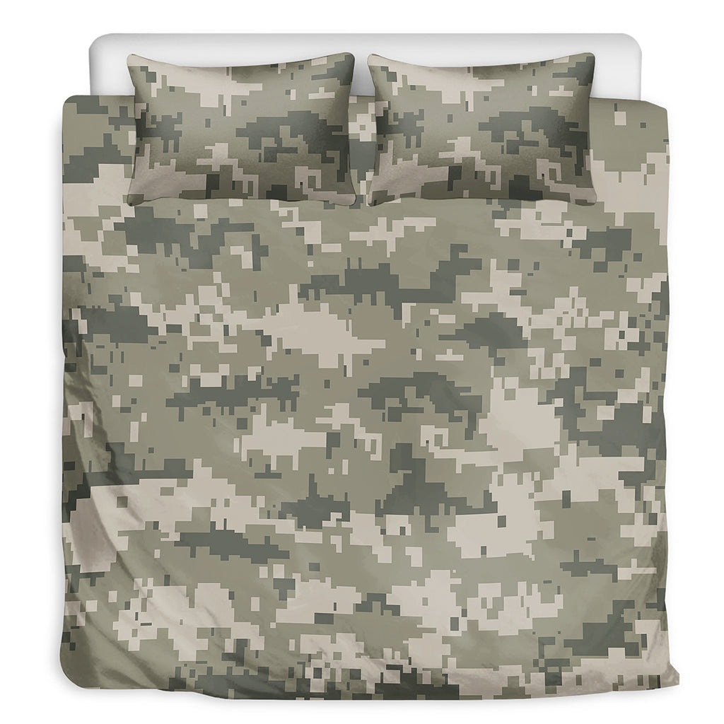 Beige Digital Camo Pattern Print Duvet Cover Bedding Set