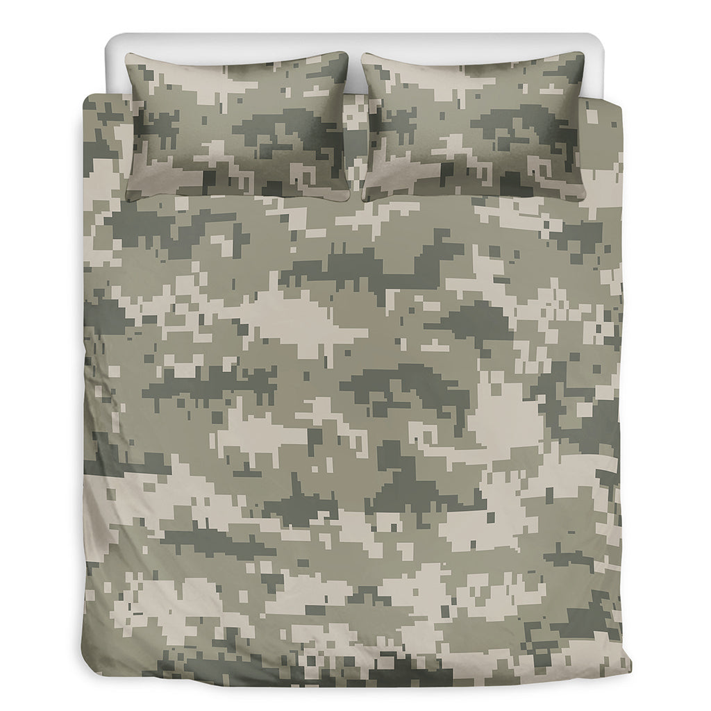 Beige Digital Camo Pattern Print Duvet Cover Bedding Set