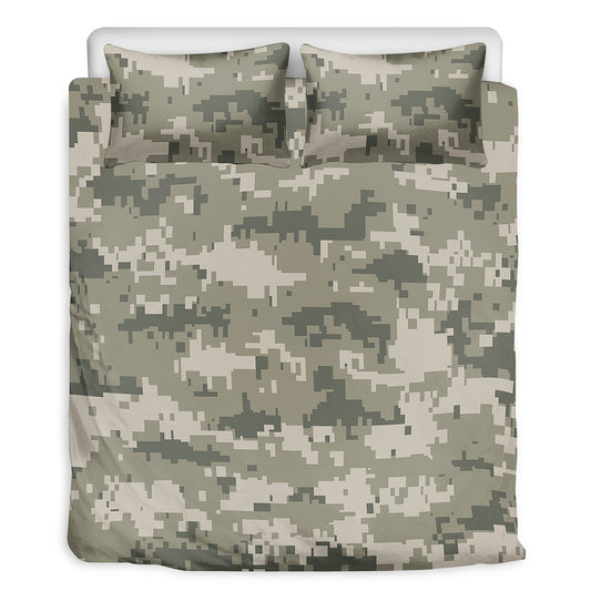 Beige Digital Camo Pattern Print Duvet Cover Bedding Set