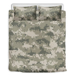 Beige Digital Camo Pattern Print Duvet Cover Bedding Set