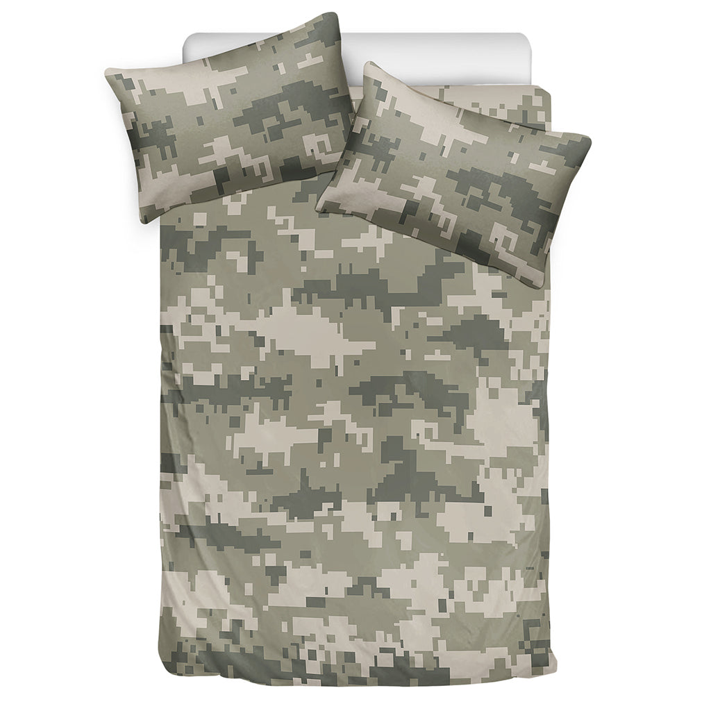 Beige Digital Camo Pattern Print Duvet Cover Bedding Set