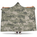 Beige Digital Camo Pattern Print Hooded Blanket