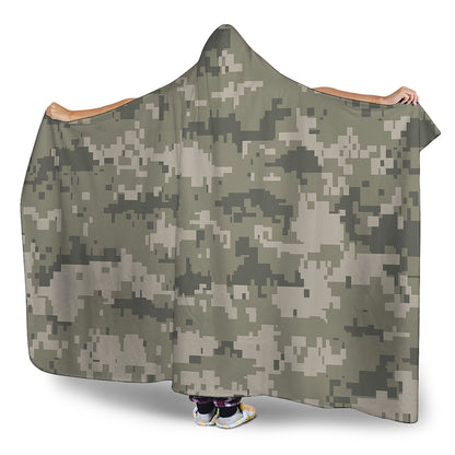 Beige Digital Camo Pattern Print Hooded Blanket