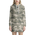 Beige Digital Camo Pattern Print Pullover Hoodie Dress
