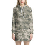 Beige Digital Camo Pattern Print Hoodie Dress