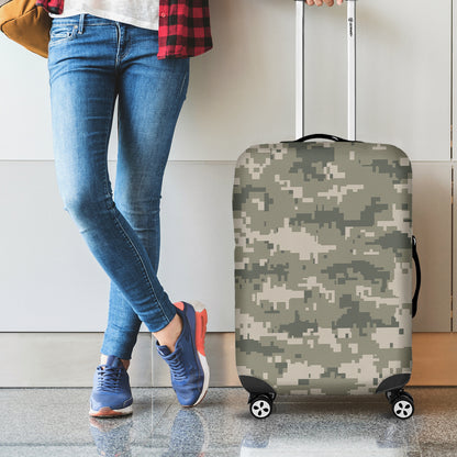 Beige Digital Camo Pattern Print Luggage Cover