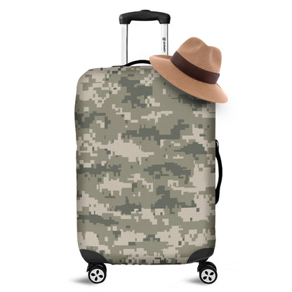 Beige Digital Camo Pattern Print Luggage Cover
