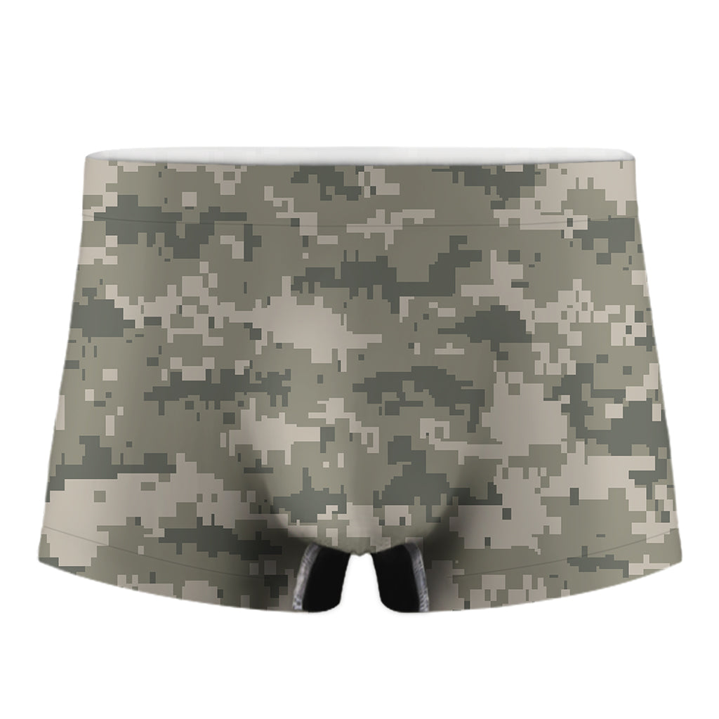 Beige Digital Camo Pattern Print Men's Boxer Briefs