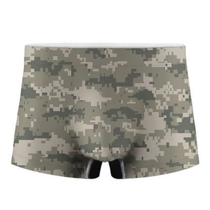 Beige Digital Camo Pattern Print Men's Boxer Briefs