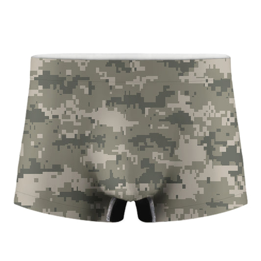 Beige Digital Camo Pattern Print Men's Boxer Briefs