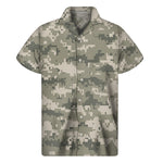 Beige Digital Camo Pattern Print Men's Short Sleeve Shirt