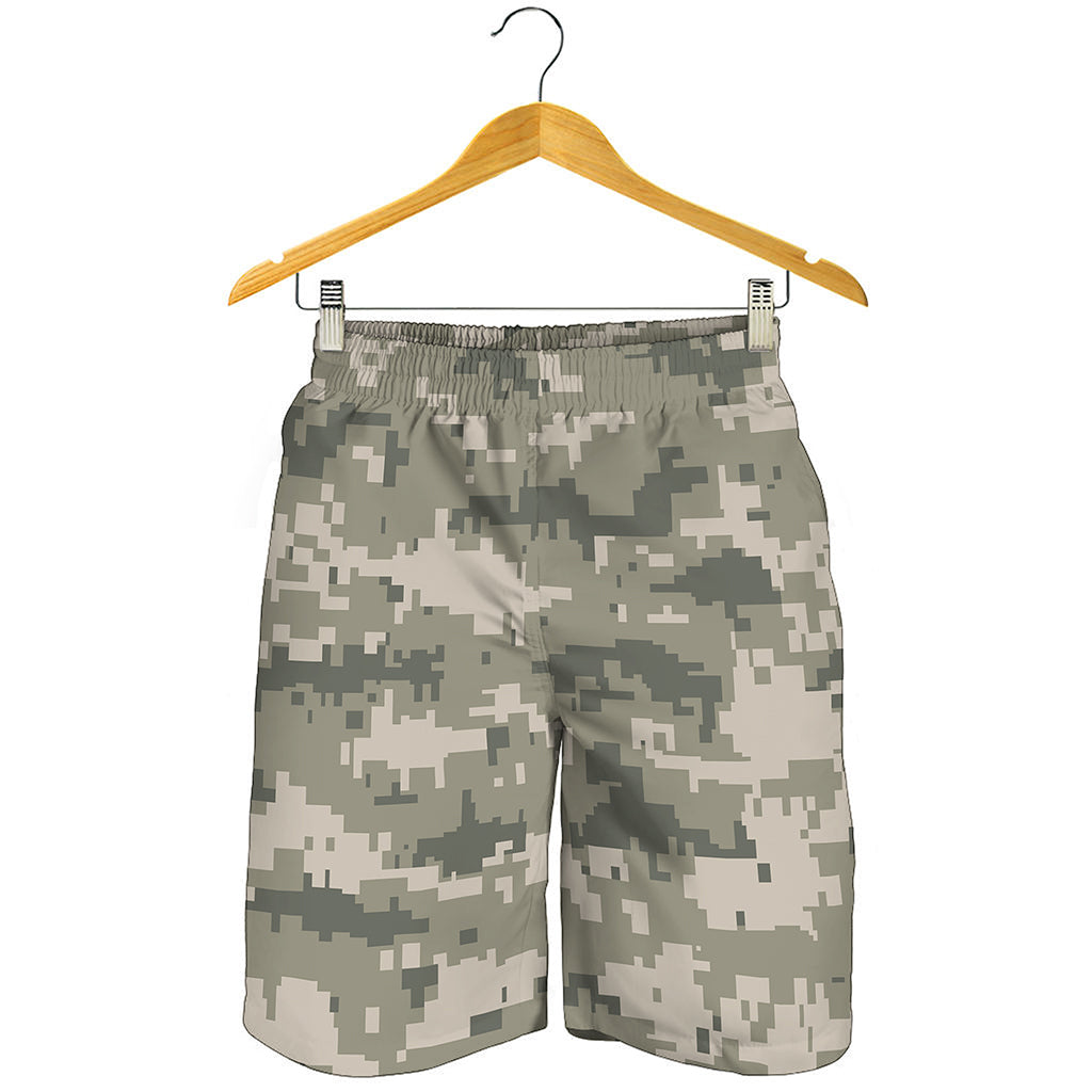 Beige Digital Camo Pattern Print Men's Shorts