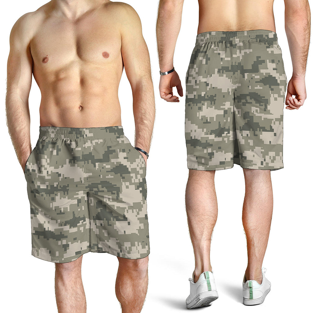 Beige Digital Camo Pattern Print Men's Shorts