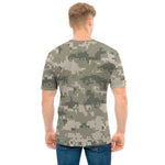 Beige Digital Camo Pattern Print Men's T-Shirt