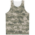 Beige Digital Camo Pattern Print Men's Tank Top