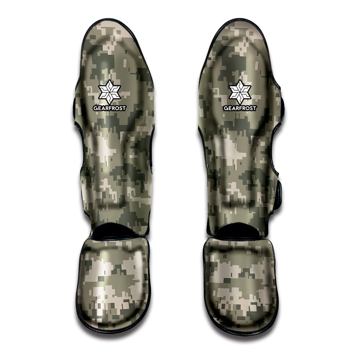 Beige Digital Camo Pattern Print Muay Thai Shin Guard