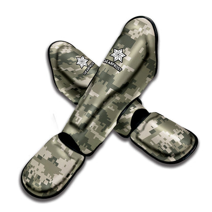 Beige Digital Camo Pattern Print Muay Thai Shin Guard