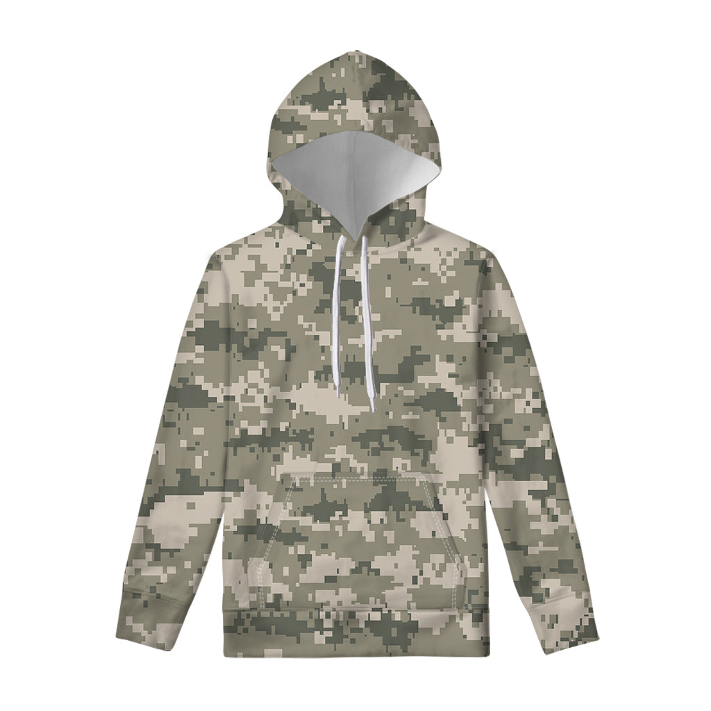 Beige Digital Camo Pattern Print Pullover Hoodie