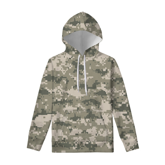 Beige Digital Camo Pattern Print Pullover Hoodie