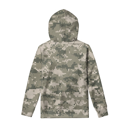 Beige Digital Camo Pattern Print Pullover Hoodie