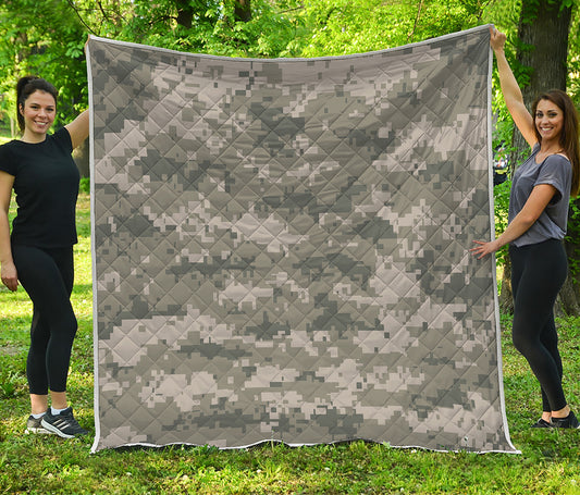 Beige Digital Camo Pattern Print Quilt