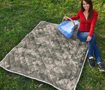 Beige Digital Camo Pattern Print Quilt