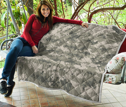 Beige Digital Camo Pattern Print Quilt