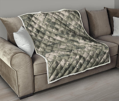 Beige Digital Camo Pattern Print Quilt