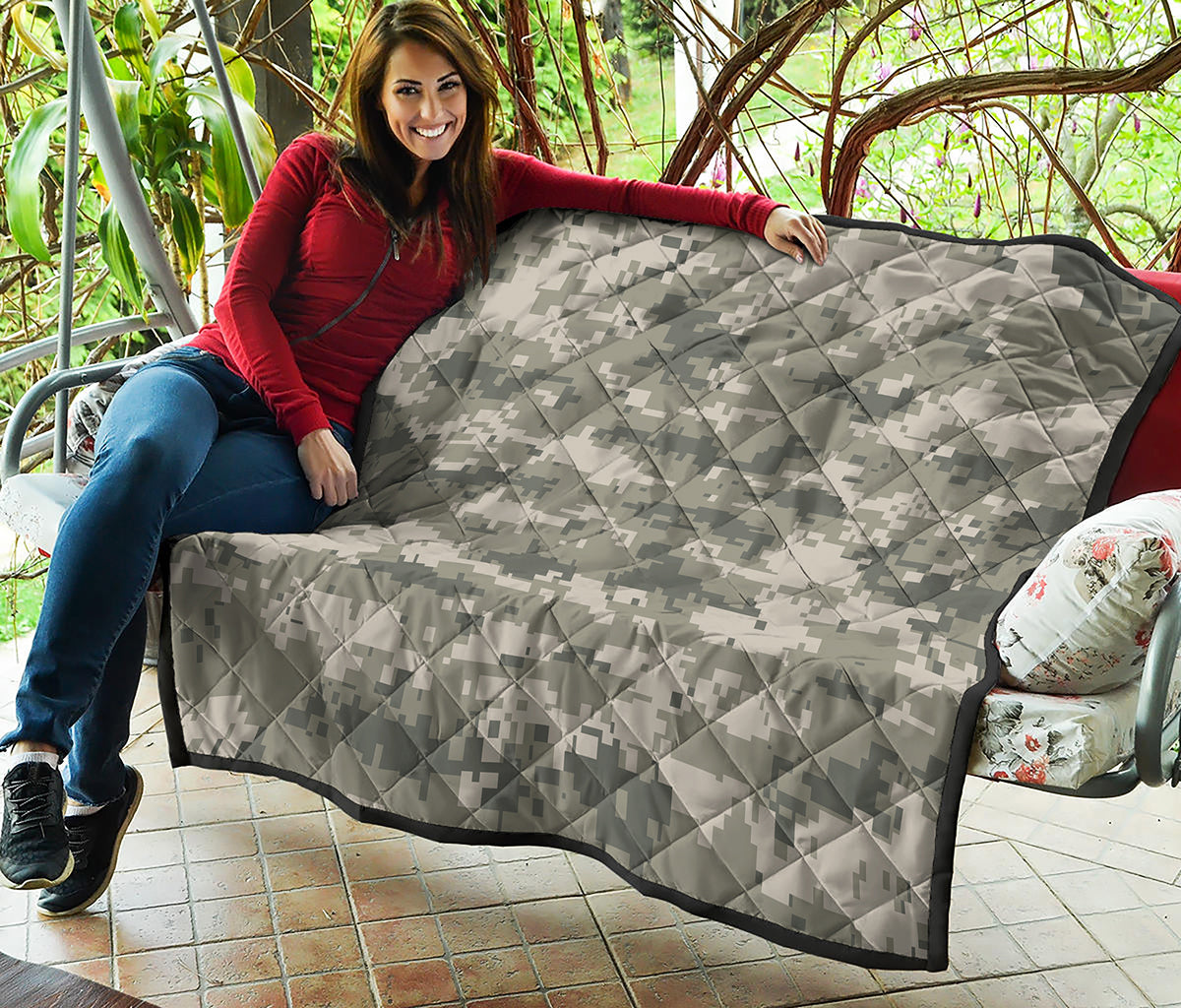 Beige Digital Camo Pattern Print Quilt