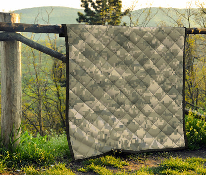 Beige Digital Camo Pattern Print Quilt